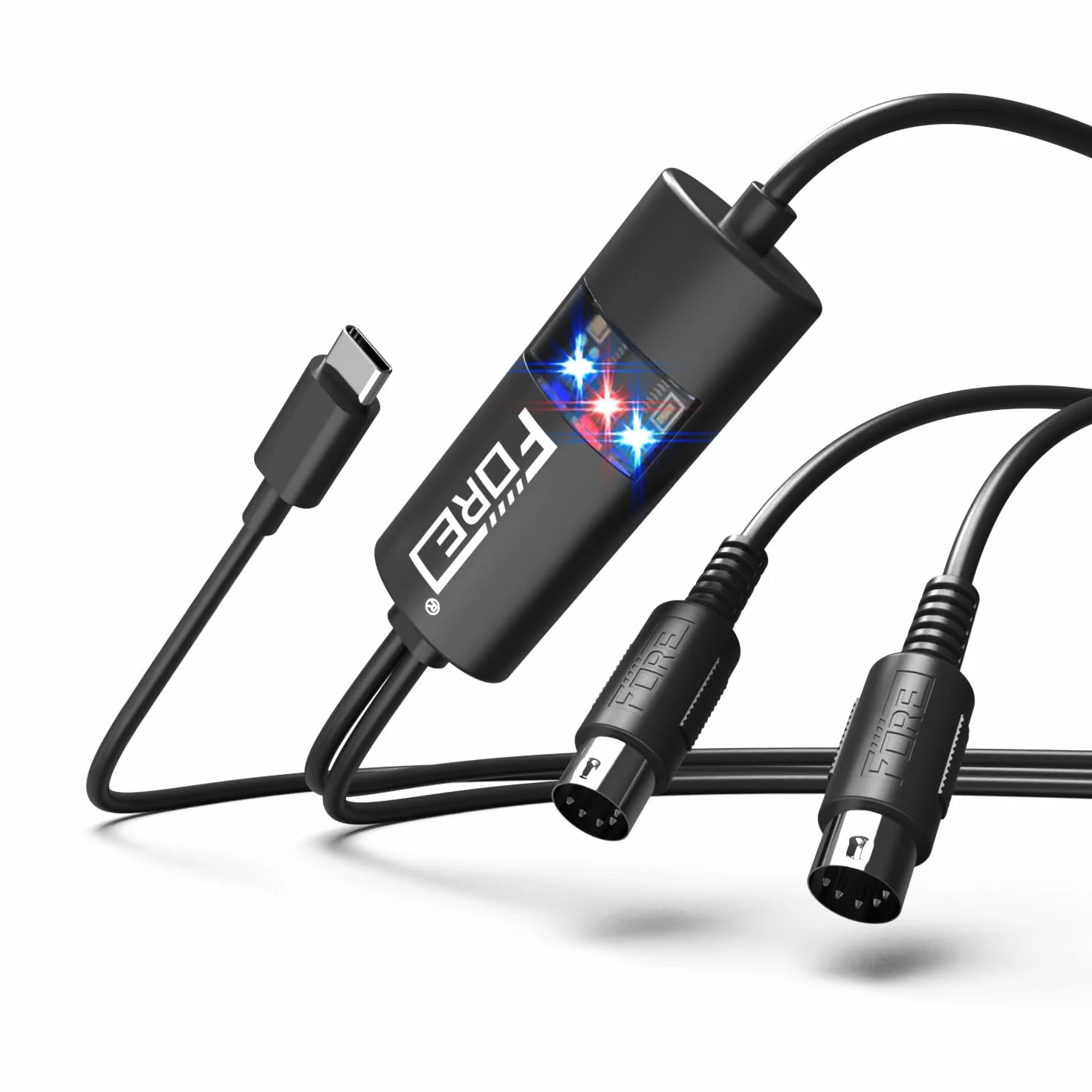 FORE MID zu USB Kabel Konverter Kompatibel mit USB-Typ-C-MIDI-Kabel mit Input&Output Funktioniert mit MIDI-Tastatur/Synthesizer/MIDI-Deivce Kompatibel mit iOS&Android, Windows/Mac OS Schwarz - 2m