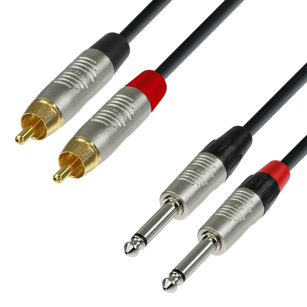 Adam Hall Cables 4 STAR TPC 0600 Twin-Kabel REAN 2 x Klinke TS auf 2 x Cinch | 6 m