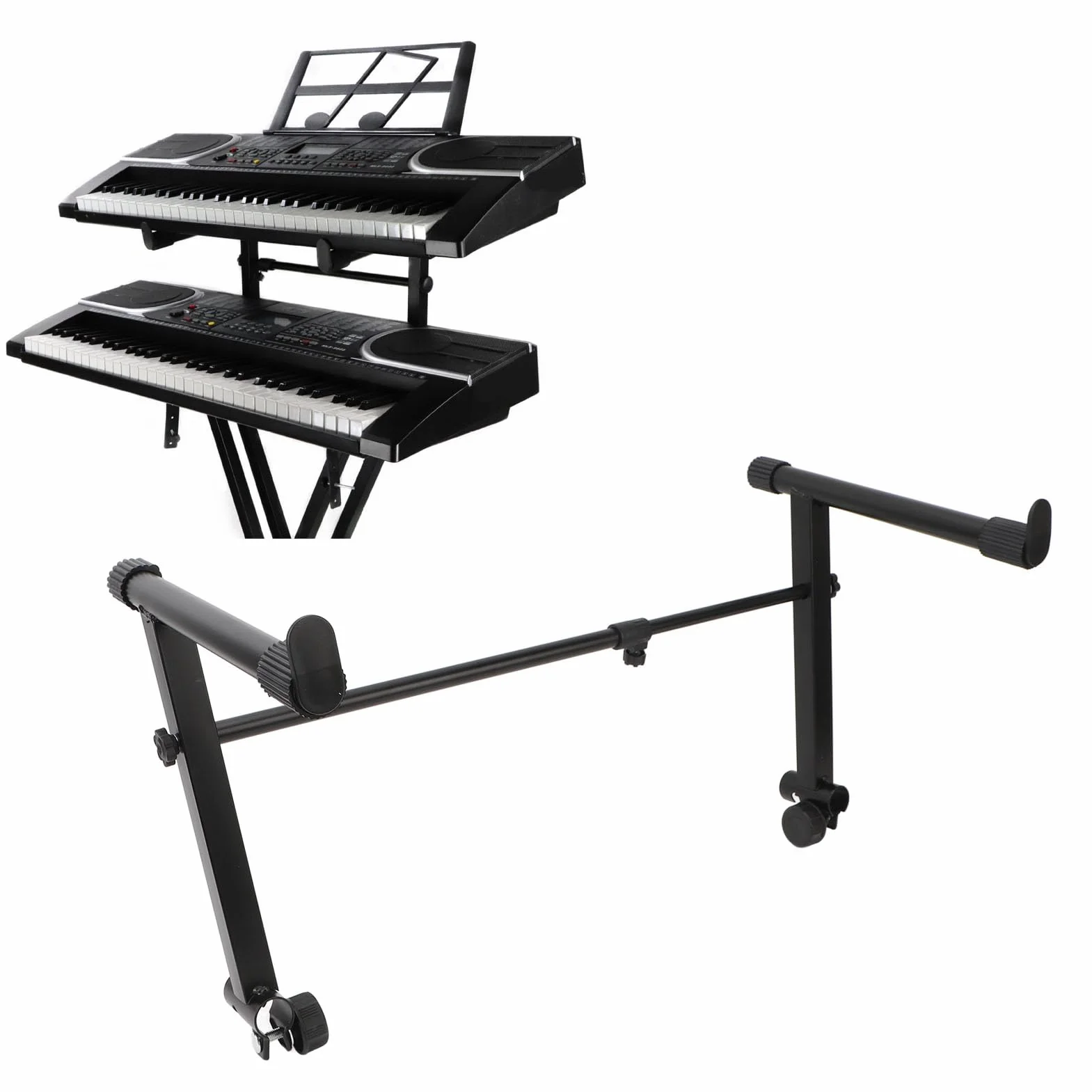 Keyboard-Ständer-Adapter, Zweiter Stand-Ständer, Elektronischer Klavier-Keyboard-Ständer, Rack-Halterung, 42–75 cm Breitenverstellung