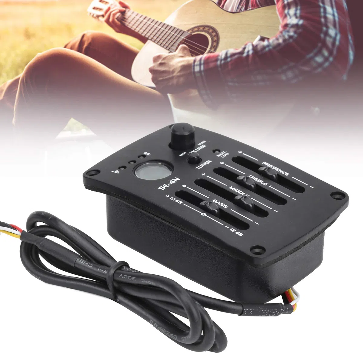 CHICIRIS EQ Equalizer Pickup SE-4N für Klassische Folk-Gitarren mit Bass-, Mitteltöner- und Höhenkontrollknöpfen [geeignet für Gitarrenspieler]