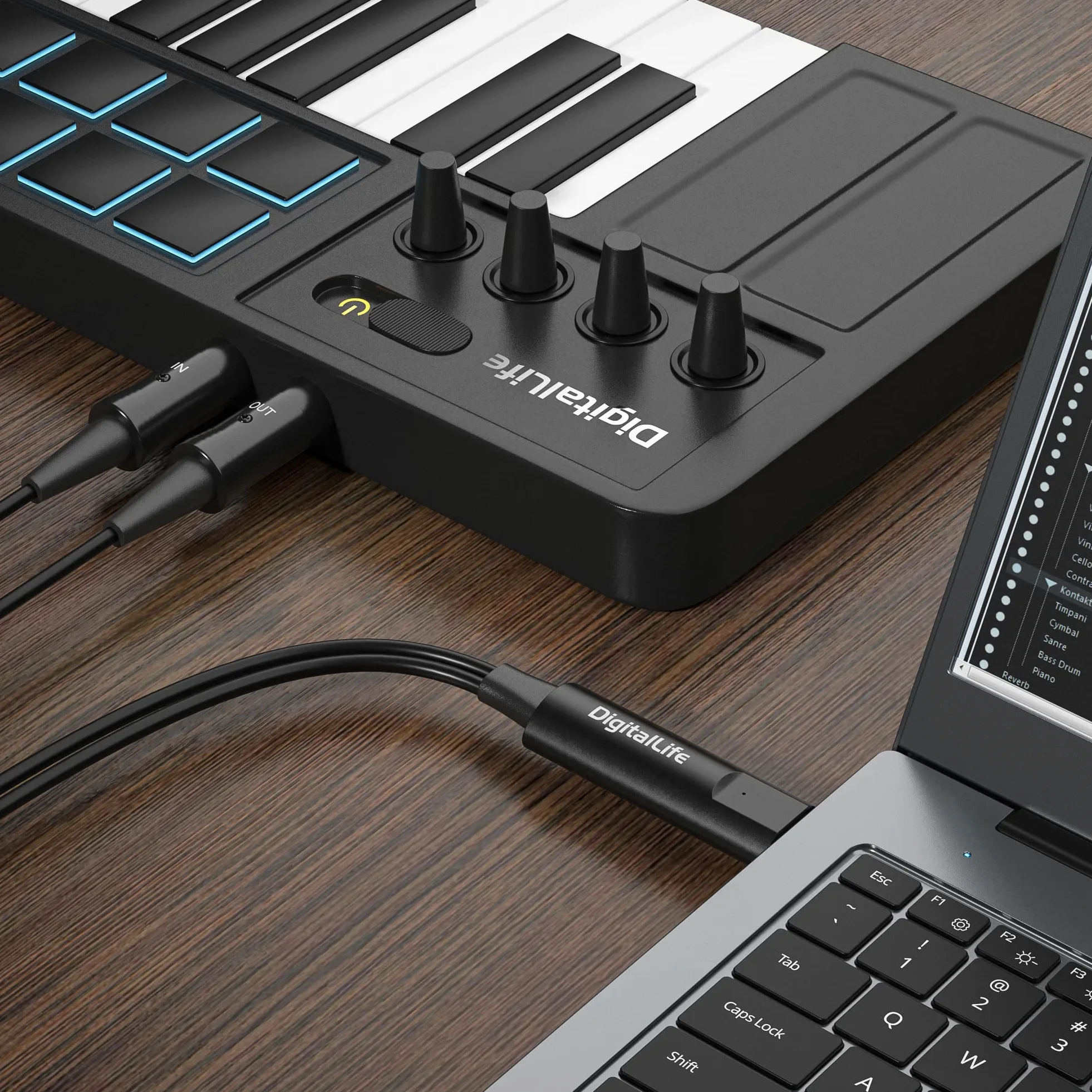 DigitalLife SyncX5 Series | USB-MIDI-Interface 1-In/1-Out 5-Pin DIN für Keyboards und Synthesizer, Stabile MIDI-Übertragung & Geringe Latenz, Kompatibel mit PC und Mac, für Musiker & Produzenten