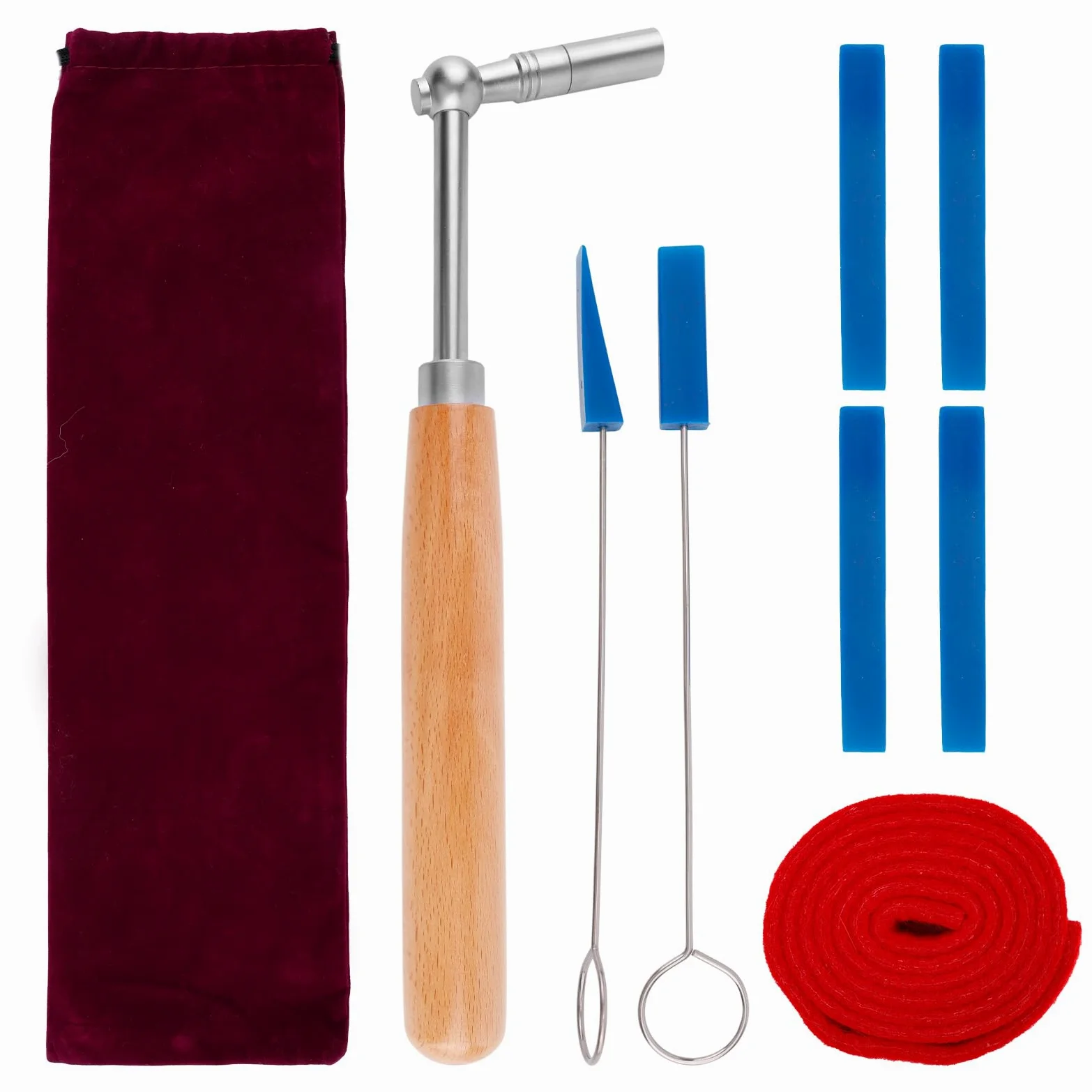 9stk Klavierstimm Set, Professionelles Klavierwerkzeug Set Inklusive Stimm Schlüssel Dämpfer mit Griffen Gummi-Dämpfer Roter Filztemperstreifen & Aufbewahrungstasche für Stimmer & Anfänger