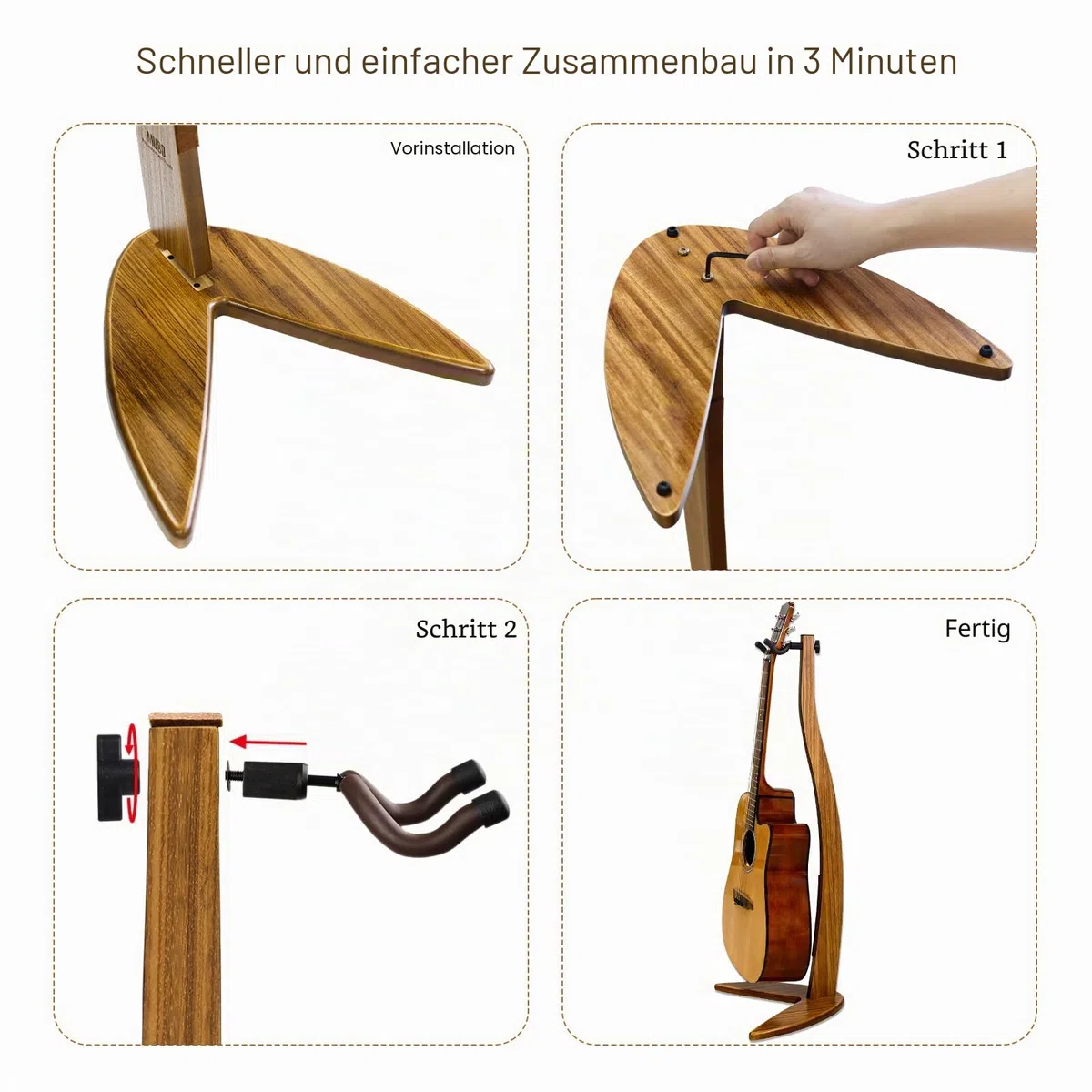 MUSO Gitarren-Bass-Aufhänger aus Massivholz, Bogenhalter in Meerjungfrau-Form zur Präsentation und Aufbewahrung, 106,7 cm Höhe, kratzfest und stoßfest, deorate Studios, Wohnzimmer und Bühne (schwarze