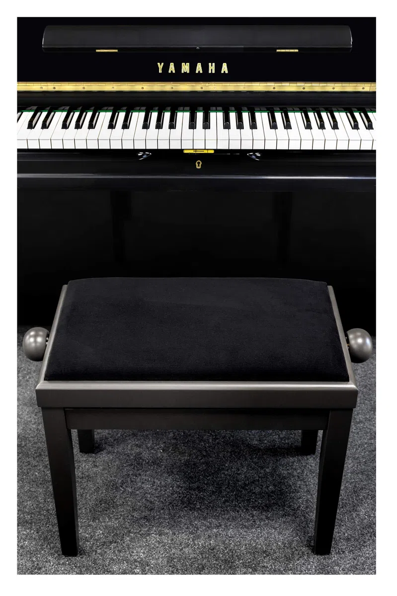 Classic Cantabile Pianobank - höhenverstellbare Klavierbank aus Massivholz mit Spindelmechanik, Cordbezug, 55 x 32 cm Sitzfläche, rutschfeste Füße, 47 bis 56 cm Höhe, Dunkle Walnuss matt