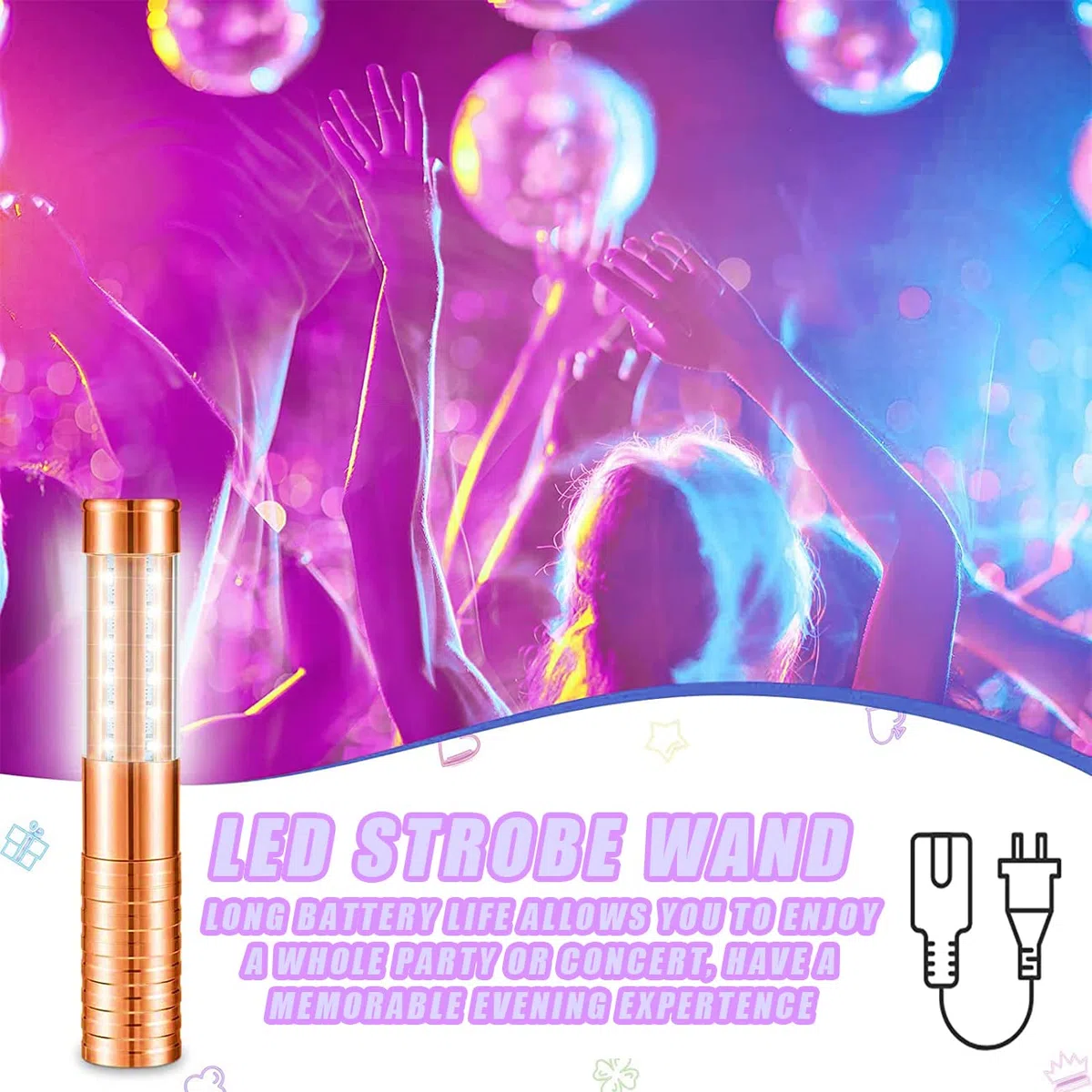 Strobe LED Lichtstab Leuchtstäbe für Wiederaufladbare Champagnerflasche für Karaoke, Bar, Club, Geburtstag, Hochzeit, Party