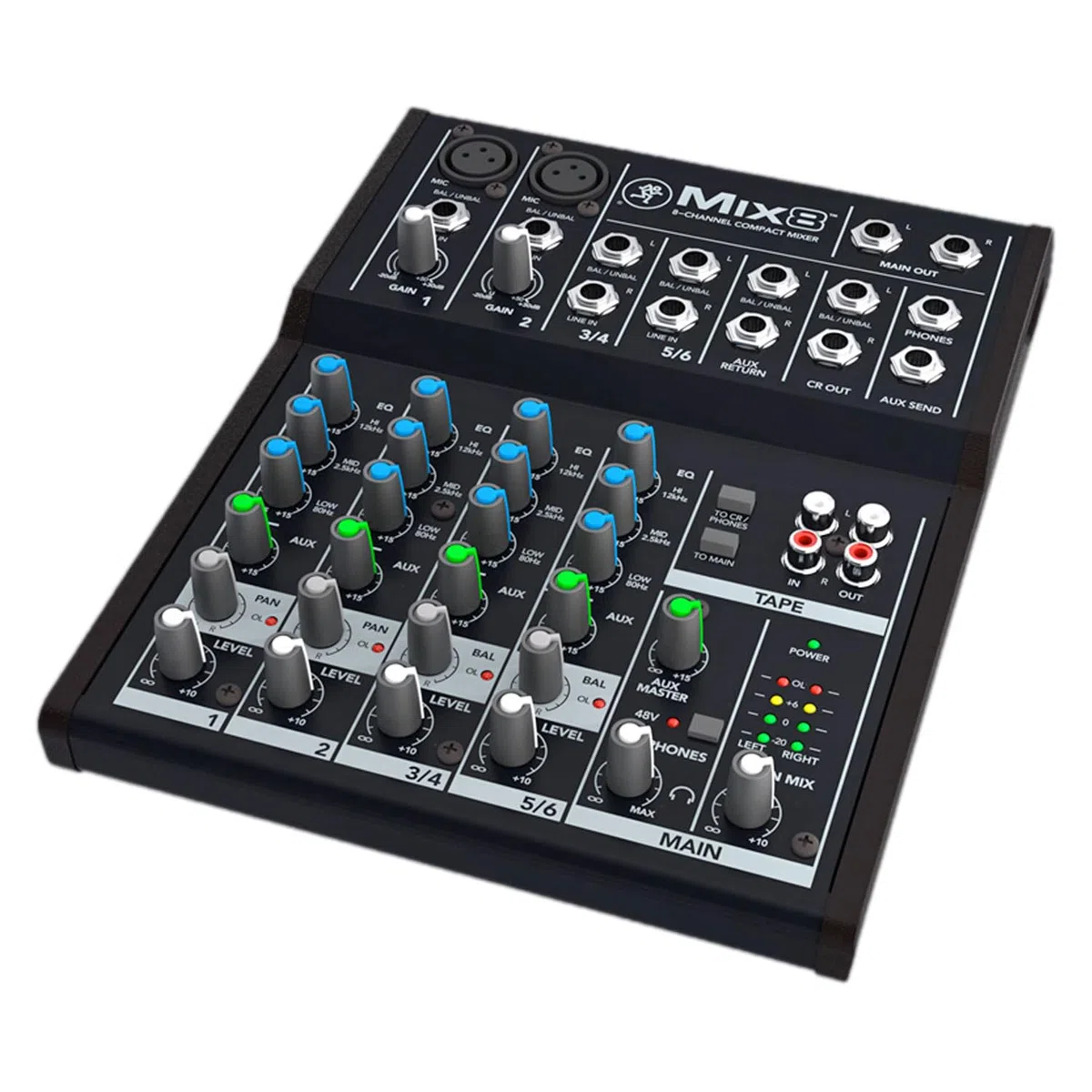 Mackie Mix8 kompakter 8-Kanal Analog-Mixer Mischpult mit keepdrum XLR-Kabel