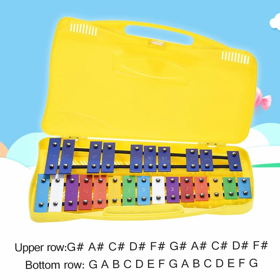 Btuty 25-Ton Glockenspiel Xylophon, G–G Tonumfang, Präzise Gestimmte Metallklangplatten, Schulinstrument für Anfänger & Jugendliche, inkl. Tragetasche und 2 Schlägel