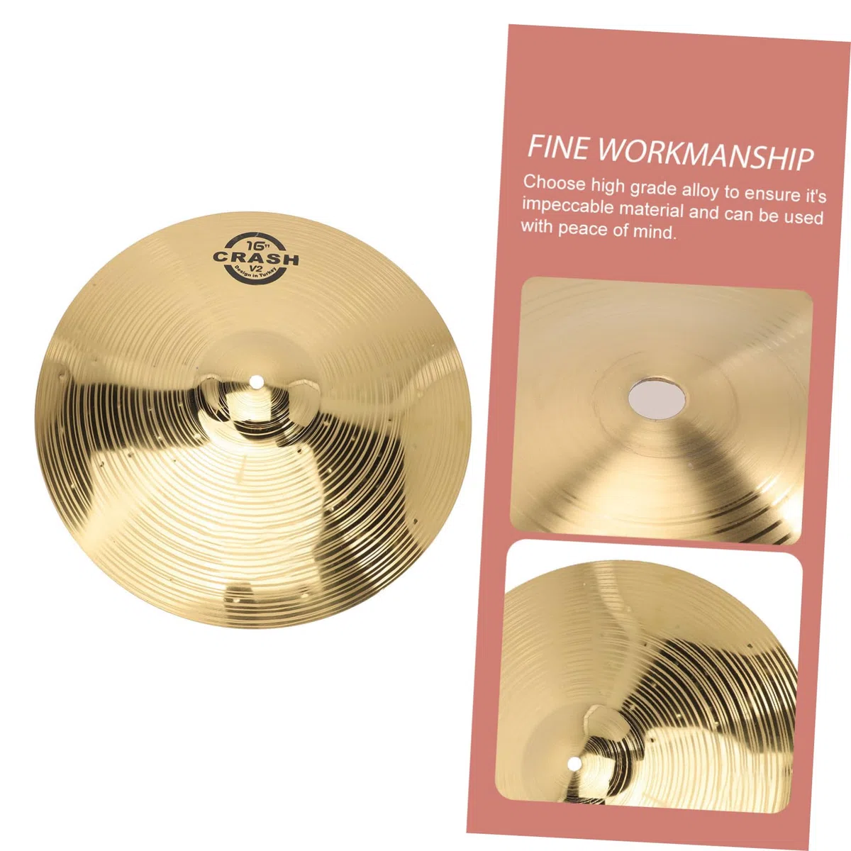 Vaguelly 16 Zoll Crash Cymbals, Messing Schlagzeug Becken für Anfänger Schüler, 40 cm