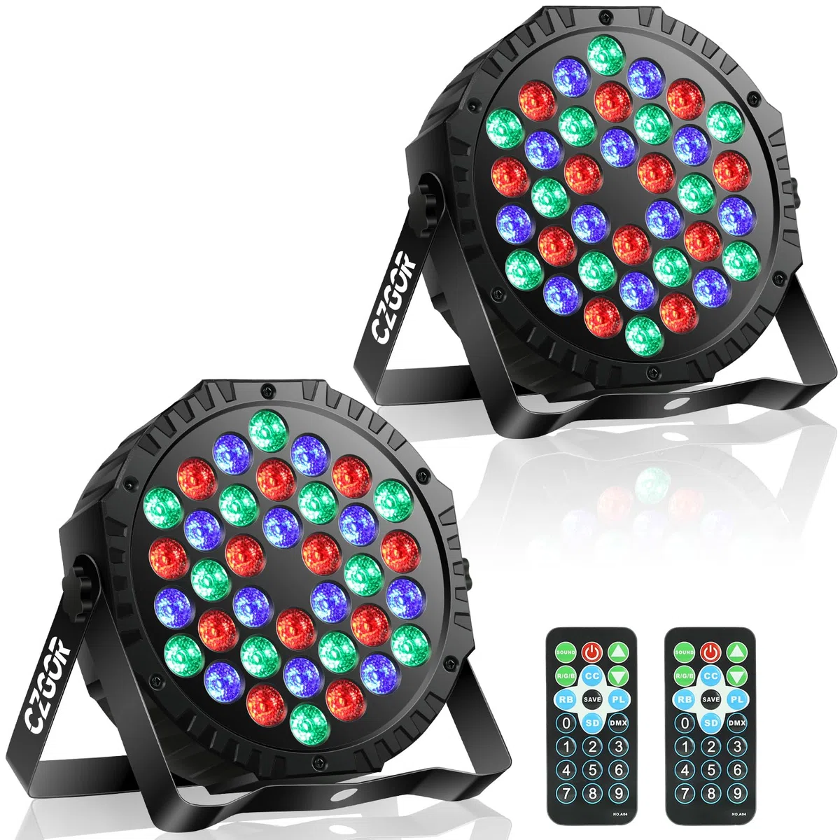 LED-Bühnenlichter, 36W RGB-DJ-Par-Lichter mit Soundaktivierung, automatische Wiedergabe per Fernbedienung und DMX-Steuerung, Uplights für Veranstaltungen, Hochzeit, Party, 2 Pack