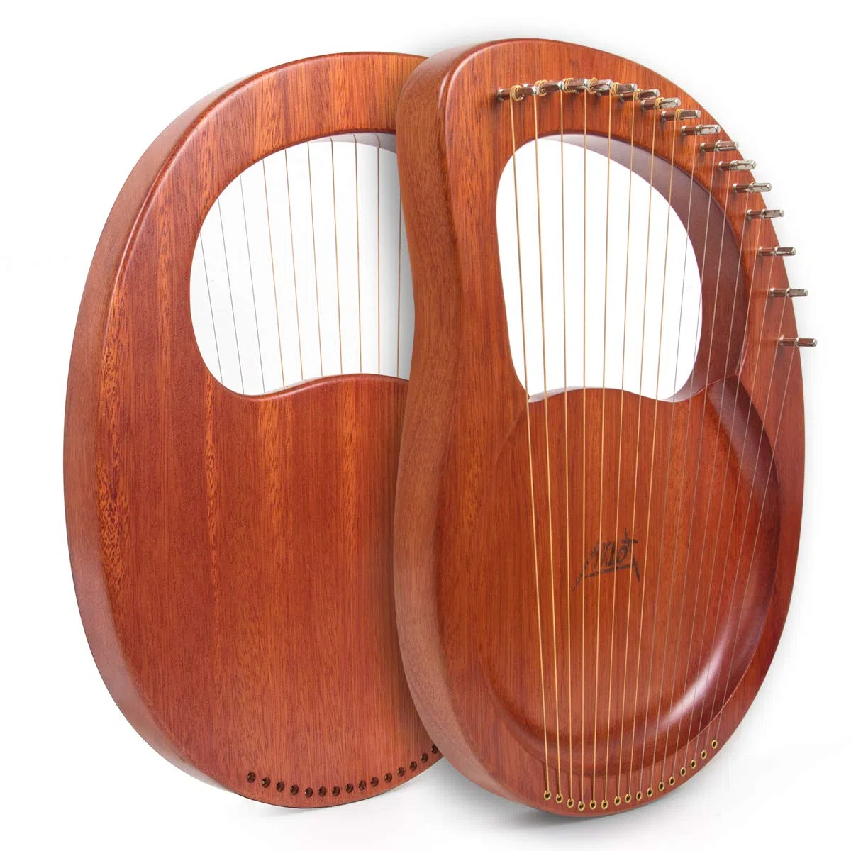 AKLOT Lyre Harp, 16 Metallsaiten, Mahagoni, Laugenharfe mit Stimmschlüssel, Ersatzsaiten-Set, Tonabnehmer, schwarze Gigbag