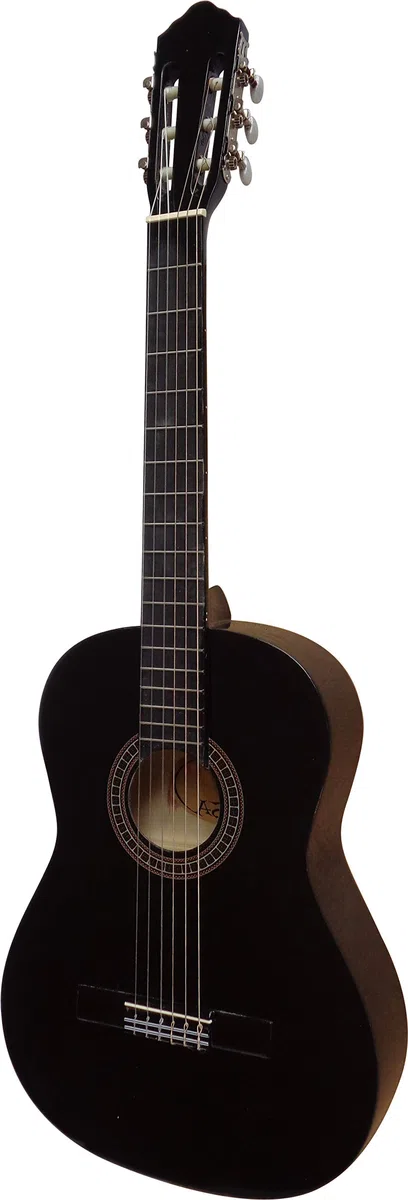 4/4 LINKSHAND GITARRE - KONZERTGITARRE IM SET FÜR LINKSHÄNDER - CLASSIC - SCHWARZ - DECKE LINDENHOLZ - TASCHE - BAND - SAITEN - 3xPIK - STIMMGERÄT ET33B - CK110L