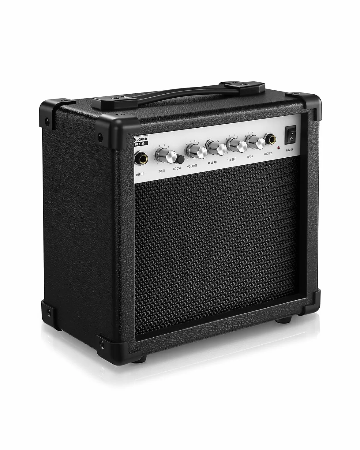 Donner E-Gitarrenverstärker 20W, DEA-20 Gitarrenverstärker mit Reverb-Effekten, Übungsverstärker mit praktischem Clean-&-Overdrive-Schalter für unterwegs