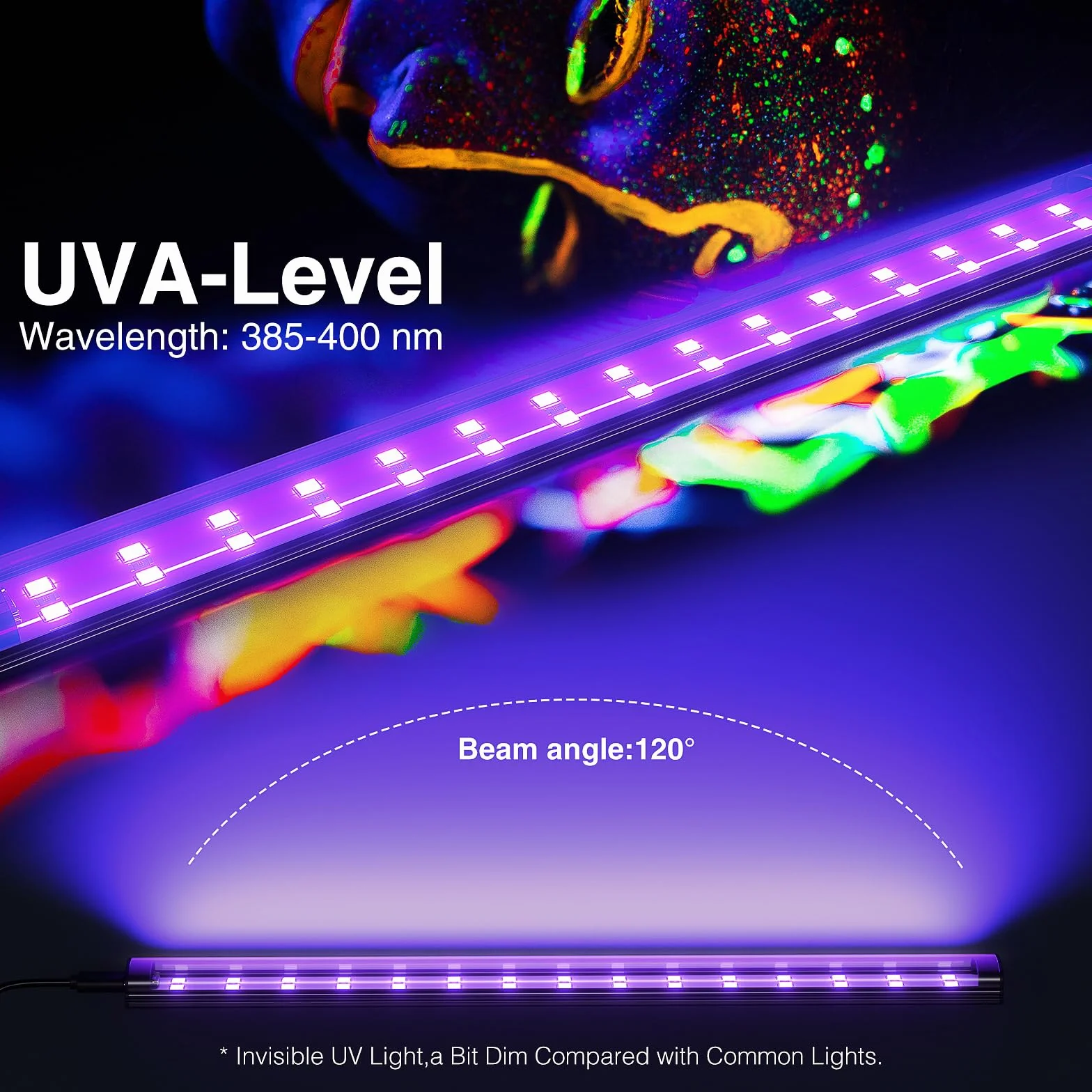 Onforu 10W Schwarzlicht Röhre, USB 28 cm Schwarzlichtlampe, 385-400 nm UV Licht, Schwarzlicht LED UV Bar für Disco, Club, Glow Party, Party Zubehör, Halloween Deko, 2er