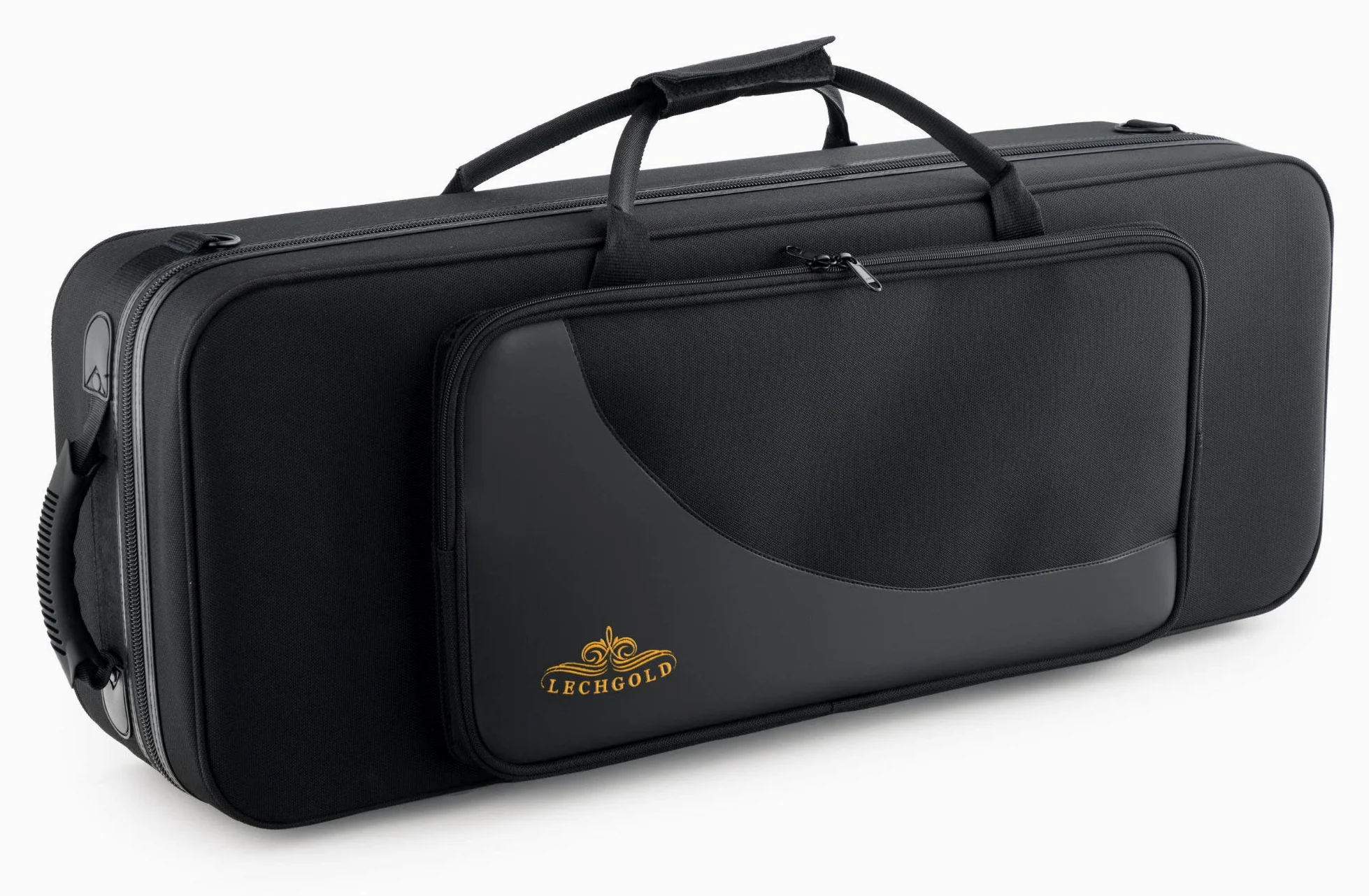 Leichtkoffer für Tenor-Saxophon - Lightcase für alle gängigen Tenorsaxophone - Thermopolsterung - Außentasche - Rucksackgarnitur - Separate Fächer für S-Bogen, Mundstück und Zubehör - Schwarz