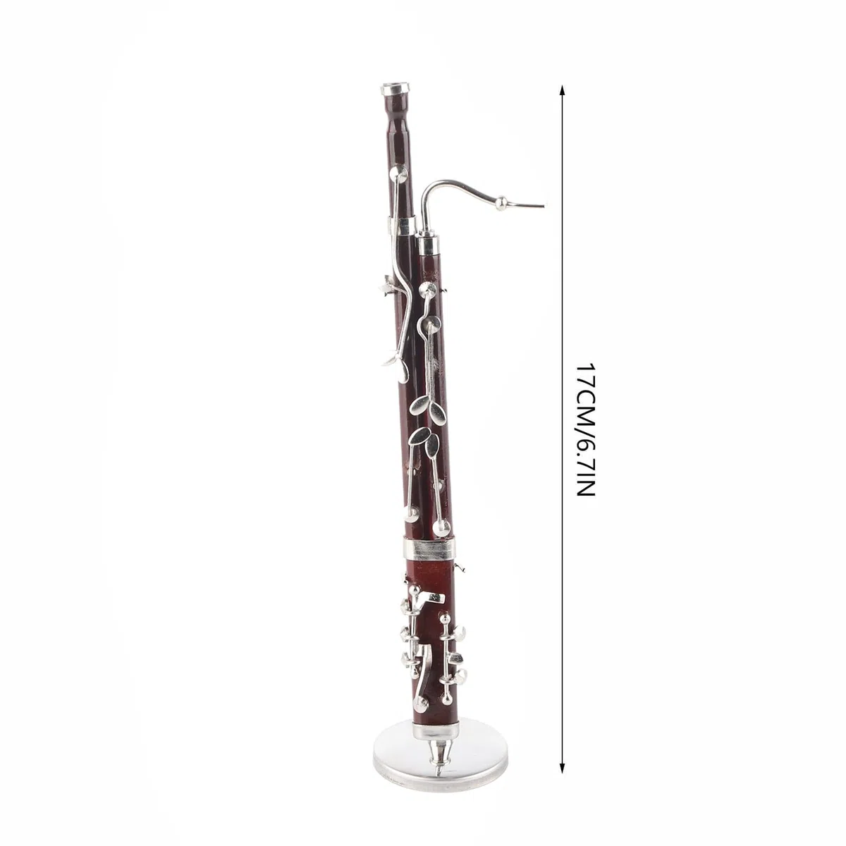 Miniatur Fagott Ornamente 17 cm Mini Fagott Modell mit Ständer und Koffer, Musikinstrument Musikalische Ornamente Miniatur Dekoration Heimdekoration