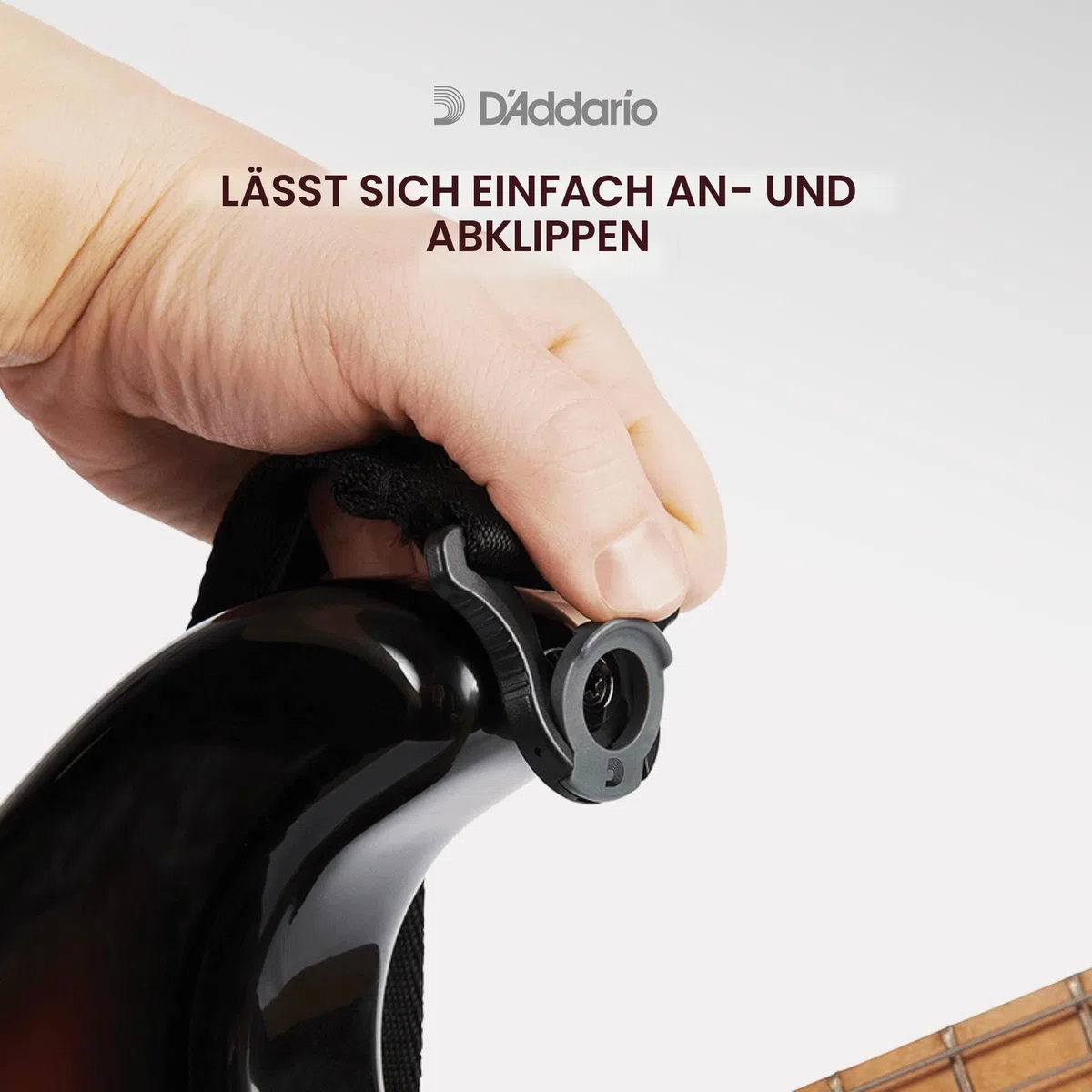 D'Addario Auto Lock Polypro Gitarrengurt, Schwarz
