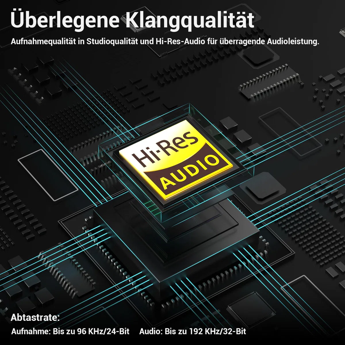 Cubilux CB5 USB Audiointerface, USB zu 3,5 mm Soundkarte mit Stereo Mikrofoneingang, Line In, Line Out, Kopfhörerausgang, für Recording, Streaming, Podcast, Windows, Mac OS