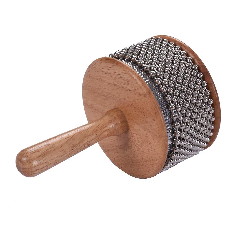 1 Stück Holz Cabasa Metall Perlen Kette & Zylinder Pop Hand Shaker Percussion Instrument Für Klassenroom Band Mittelgröße, 9 cm