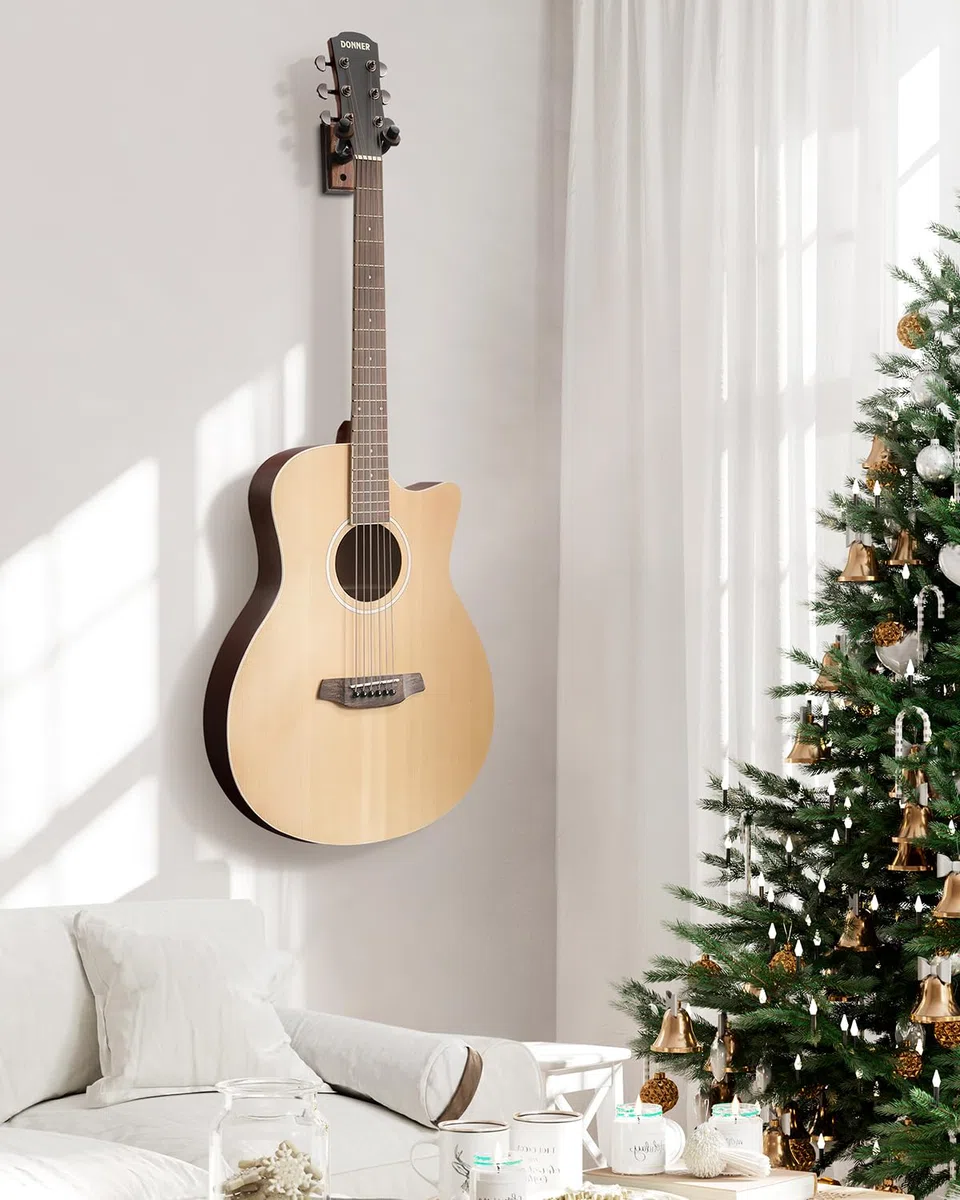Donner Gitarrenwandhalter, Schwarznuss Gitarren Wandhalterung Gitarrenhalterung Gitarrenhalter Wand Für Gitarre, Bass, Ukulele, Banjo, Mandoline (6 Stück)