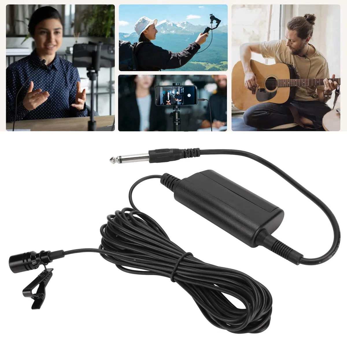 Dpofirs Professionelles Kabelgebundenes Lavalier-Ansteckmikrofon, Lavalier-Ansteckmikrofon für Gitarren, Saxophone, Trompeten, Violinen