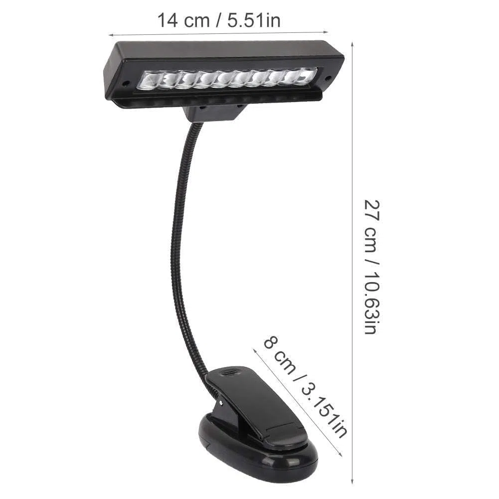 VBESTLIFE Tragbare Notenpultleuchte zum Anstecken von LED Buchbeleuchtungen USB und AAA Batteriebetriebene Leselampe im Bett Voll Einstellbar