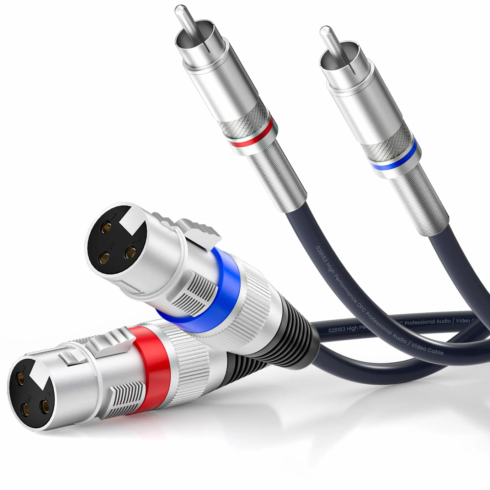 Tisino Doppelte XLR-Buchse auf Cinch-Kabel, Hochleistungskabel, 2 XLR-Buchsen auf 2 Cinch-Stecker, HiFi-Stereo-Audioverbindung, Mikrofonkabel, Drahtkabel- 3m