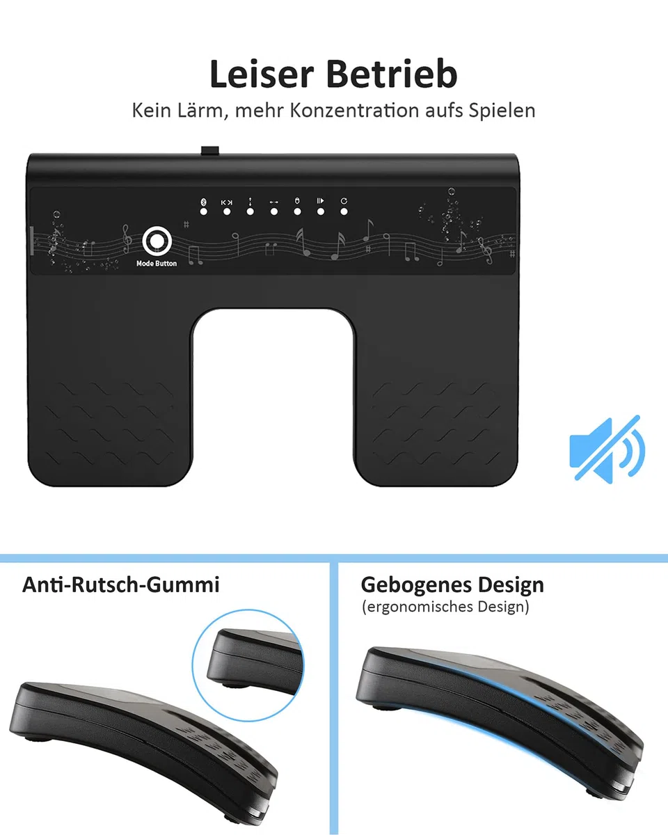 Bluetooth Page Turner Pedal: Bluetooth Fußschalter 6 Modi für Tablets Smartphones wiederaufladbar lautlos Live-Auftritte Konzerte Aufnahmestudios Instrumente Spielen oder Prompten