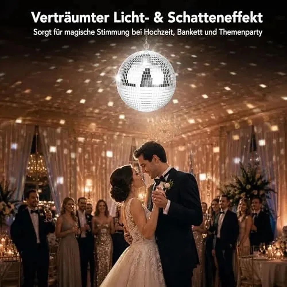 Spiegel-Discokugel 25cm,Discokugeln Zum Aufhängen,Spiegelkugel 25cm mit Selbstklebende Mini Spiegel und Haken Selbstklebend,Spiegelkugeln Disco Kugel,Ideal für Partys Oder DJ-Lichteffekt