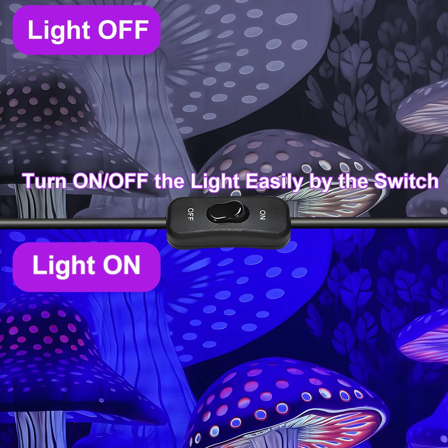 2 Stück 50W LED Schwarzlicht Strahler, IP66 UV Schwarzlicht Fluter, 395-400nm LED UV Strahler, UV Licht mit Schalter für Halloween Dekorationen, Party Deko, Weihnachten, Neon Glühparty, Körperbemalung