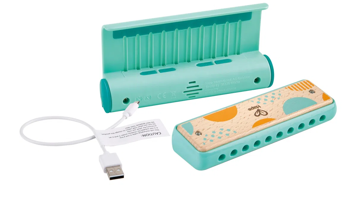 Hape Leuchtende Lern-Harmonica - Mundharmonika Musikspielzeug mit Licht für Kinder, Lerninstrument, fördert musikalische Früherziehung, Rhythmus, Motorik und Kreativität, für Kinder ab 3 Jahren