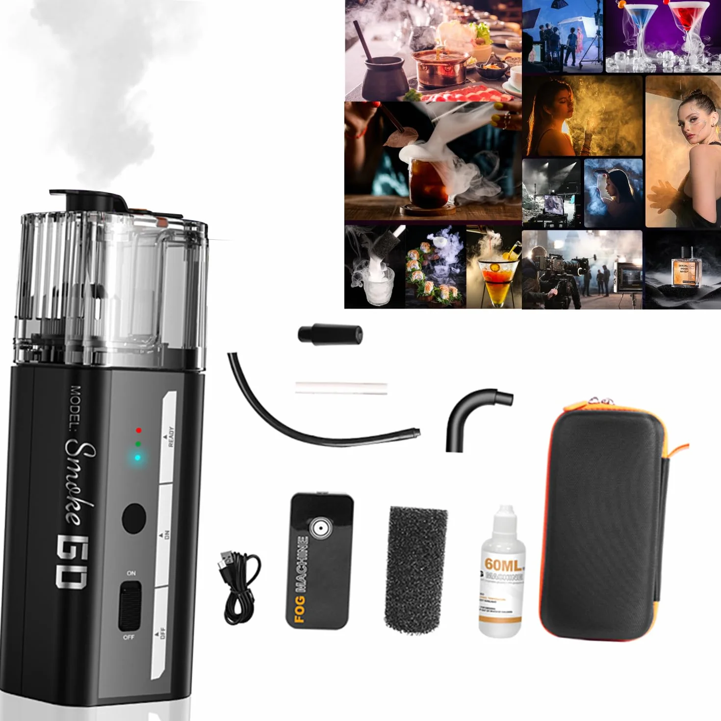 LENSGO Smoke Go Nebelmaschine – Tragbare Mini-Rauchmaschine mit 3 Nebelmodi, 25 Min Dauernebel, inkl. Fernbedienung & Zubehör für Foto, Video & Bühneneffekte