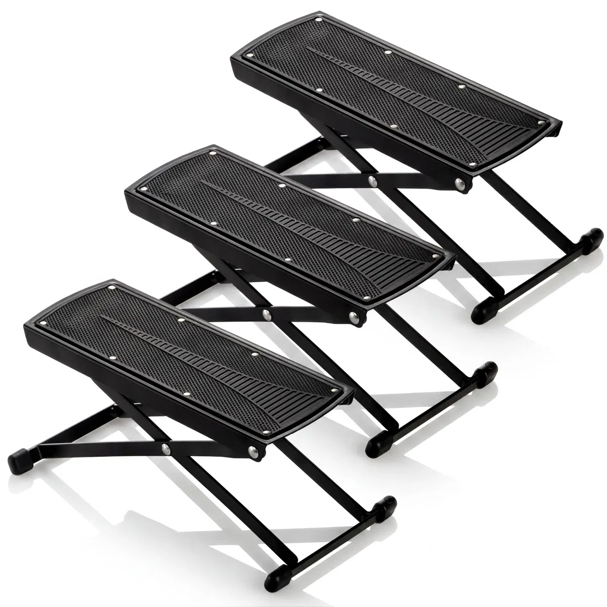 Elsjoy 3 Pack Gitarre Fußbank, 7 Positionen klappbare Gitarre Fußstütze mit einstellbarer Höhe, Metall, Gitarre Fußpedal Stand für Gitarrist