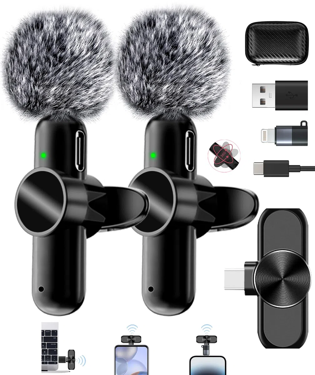 Lavalier Mikrofon Kabellos, Plug and Play Kabellos USB C Mikrofone für i-Phone iPad Android, Lavalier Mikrofone Wireless für Live-Streaming Video-Aufnahme