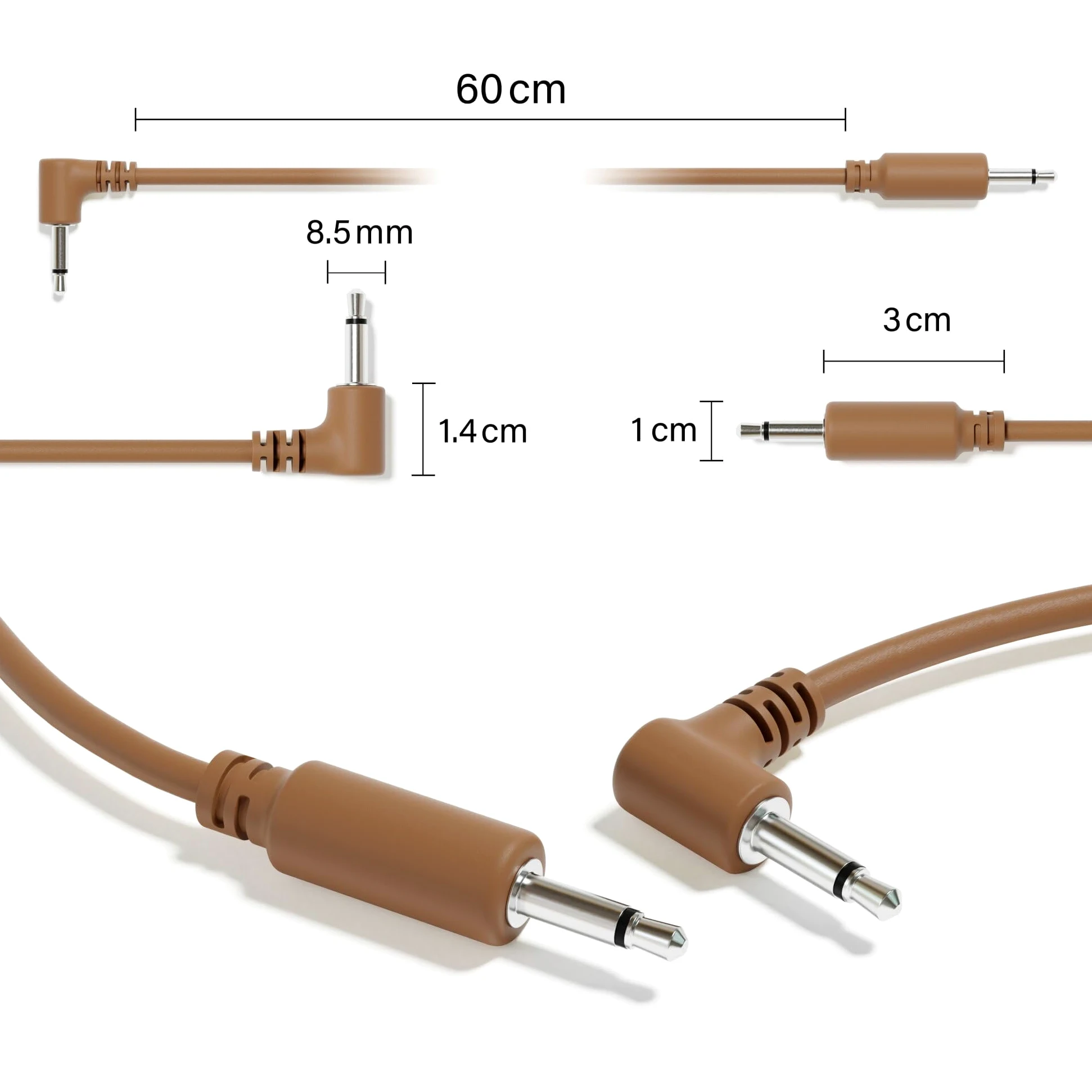 12-Pack Hybrid Mono Modular Patchkabel TS 3,5mm 1/8"Eurorack Synth Synthesizer [60cm 24"]