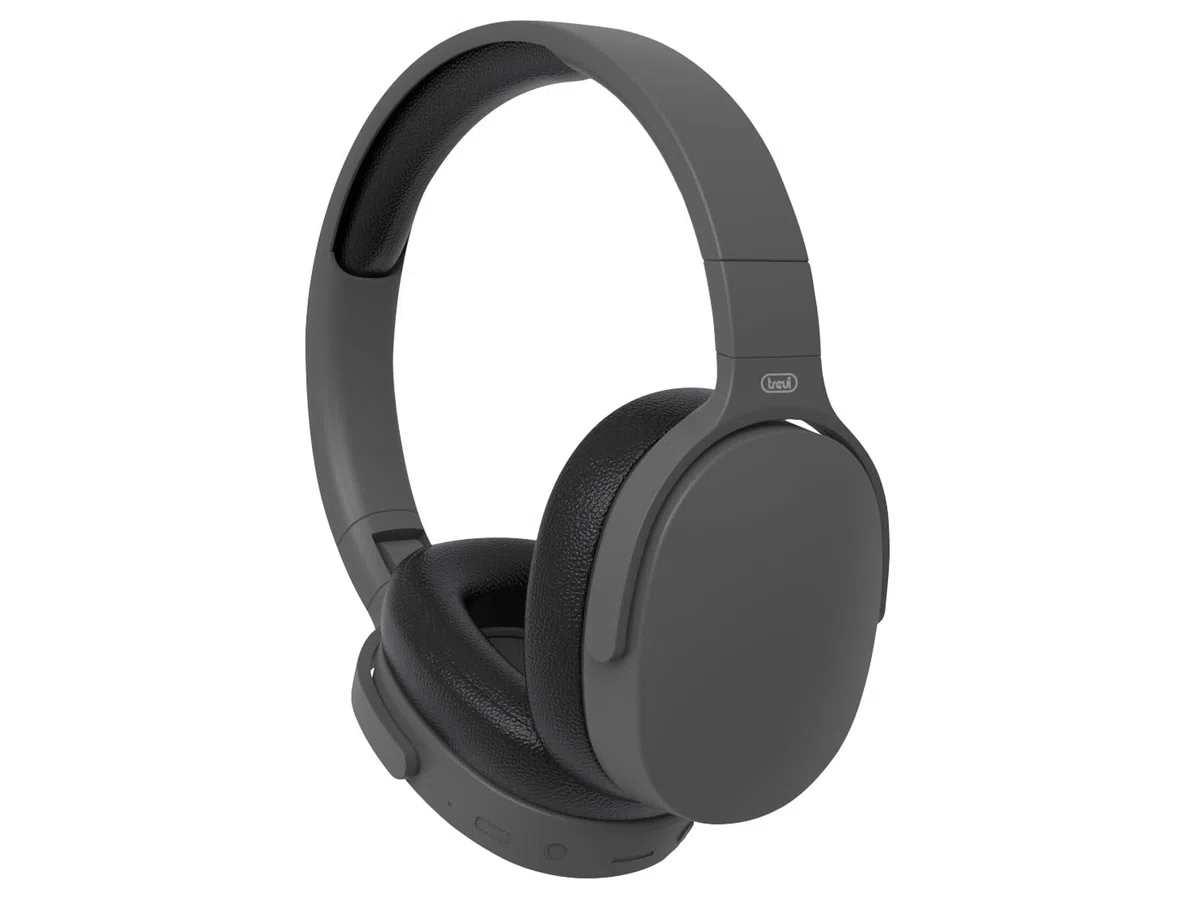 Trevi DJ 12E45 BT DJ-Kopfhörer Hi-Fi Bluetooth mit MP3-Player von Micro SD-Karte, AUX-IN, Direkttaste für Telefongespräche, eingebautes Mikrofon, wiederaufladbarer Akku mit Typ-C, Schwarz
