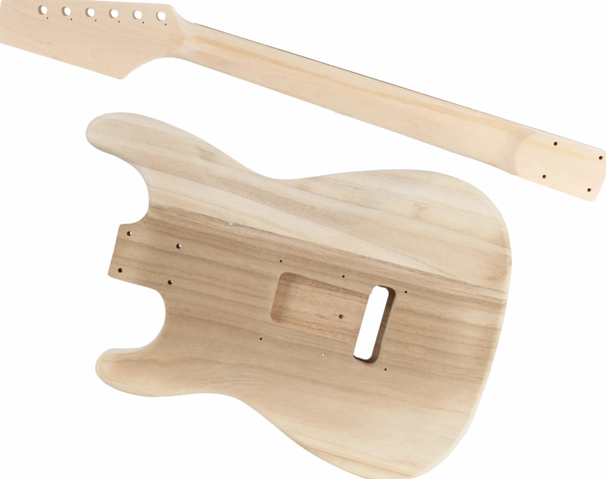 Rocktile E-Gitarren Bausatz ST-Style - DIY Elektrische Gitarre Bausatz inkl. Hardware - Paulownia-Korpus, Ahorn-Hals, Palisander-Griffbrett - 3 Single Coil Pickups - Vintage Tremolo - Natur