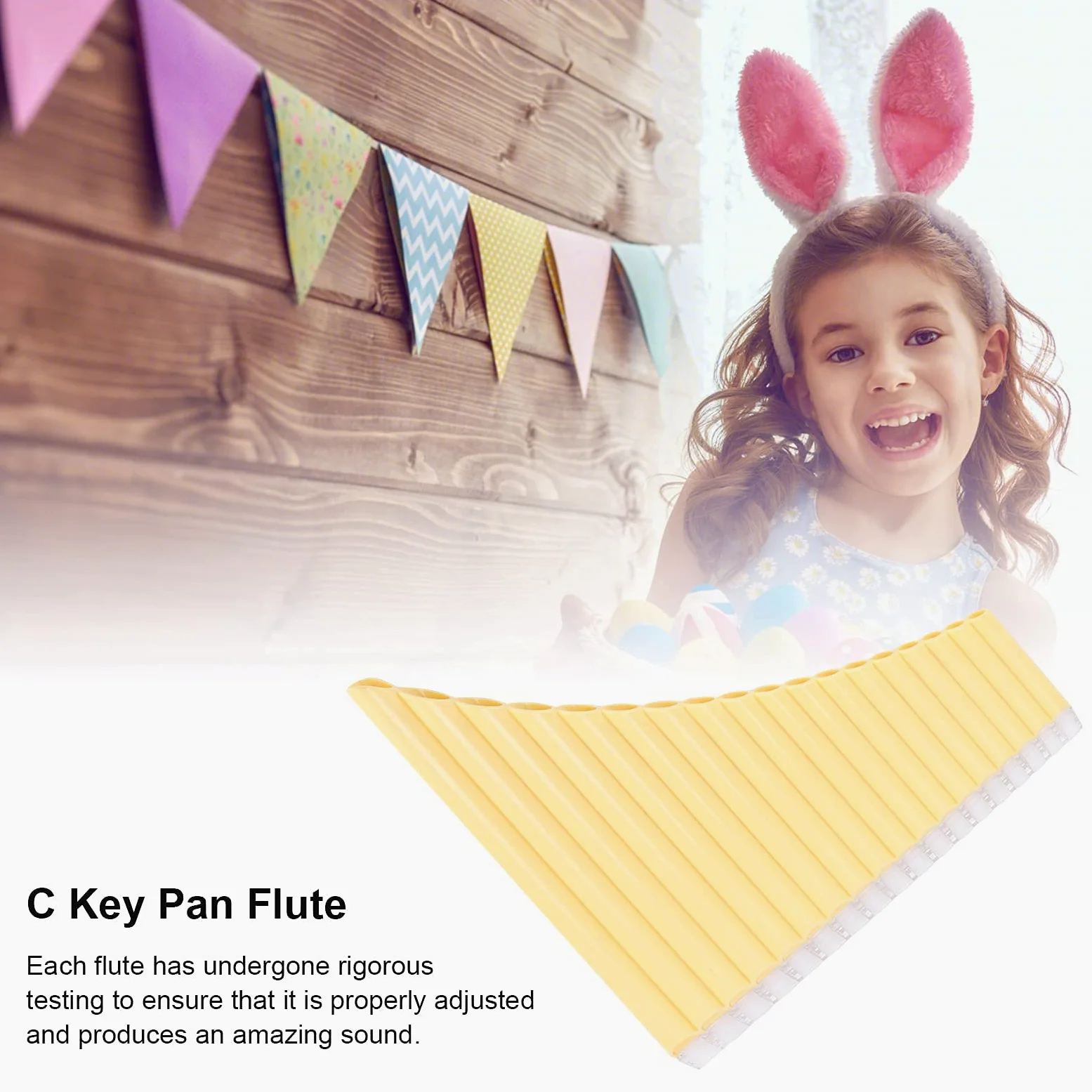 Panflöte ABS 16-Ton Tube C-Key Musikinstrumente mit Nylon Gepolsterter Handtasche für Kinder Erwachsene Anfänger(Yellow)