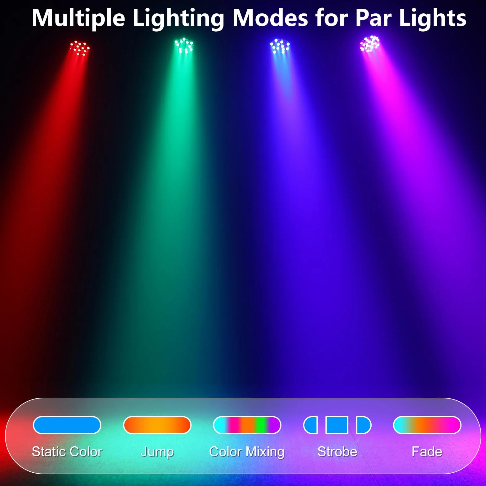 4PCS RGB LED Par D-MX, 36W Bühnenlicht Strahler mit Fernbedienung und 4 Steuermodi, Disco Beleuchtung für Weihnachten Halloween Disco Show Konzerte Party