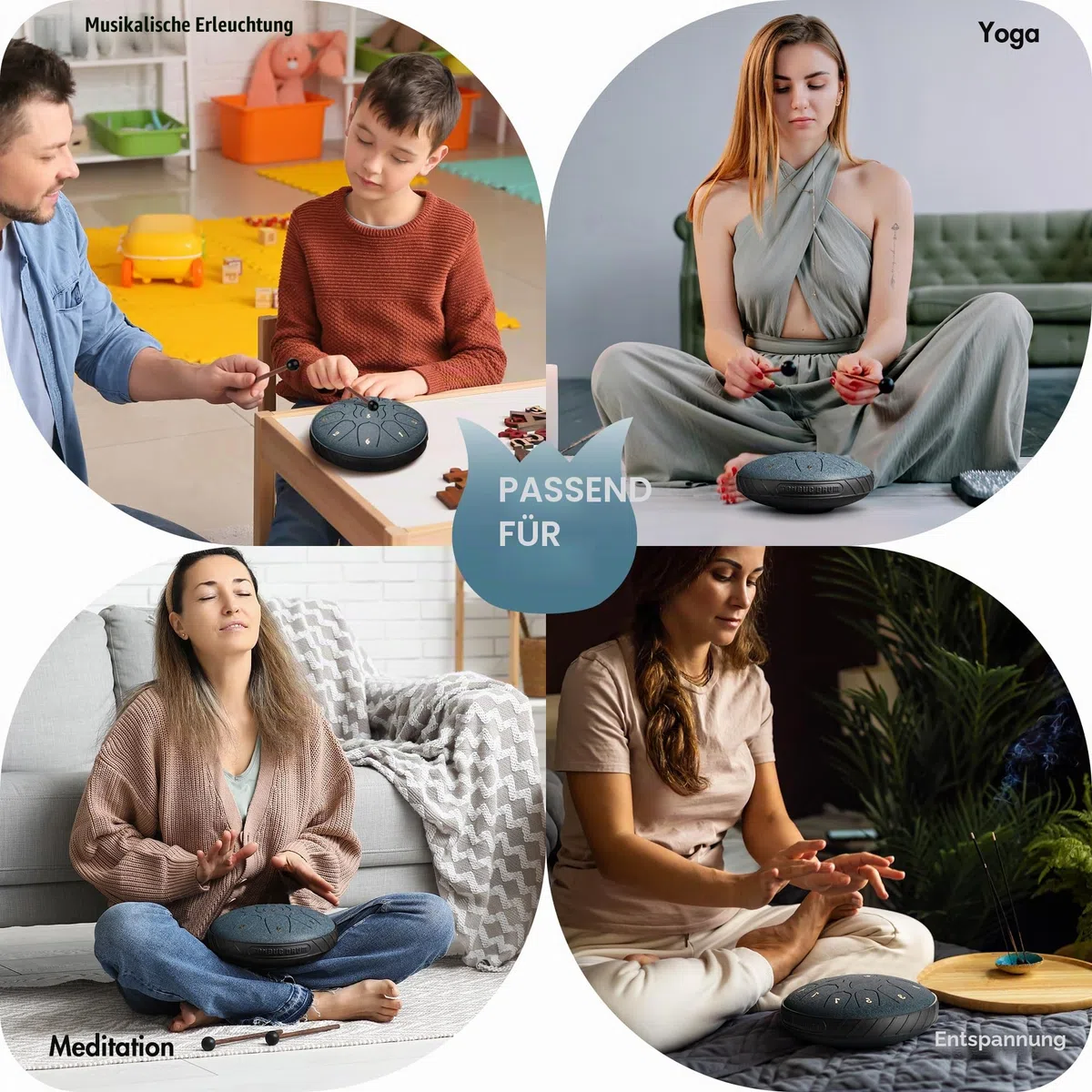 CAHAYA Steel Tongue Drum 6 Zoll 11 Töne: Zungentrommel Schlagzeug Anfänger, Handpan mit Notenbuch, Trommelstöcken, Steel Pan Töne Drum Schlaginstrument für Meditation Yoga, Dunkelblau CY00373-1