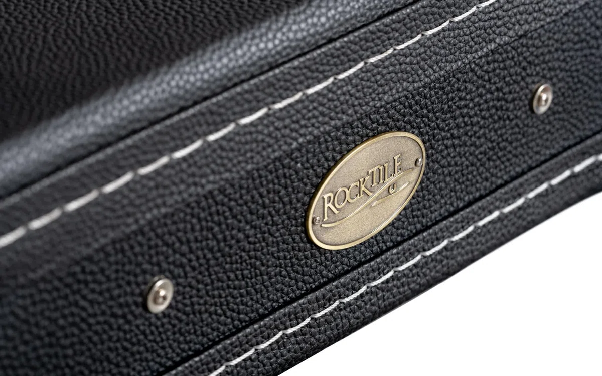 ROCKTILE Gitarrenkoffer für Semiacoustic Hollowbody Gitarren (gepolsterter Gigbag, integriertes Innenfach, abschliessbar, Gesamtlänge: 108cm, Höhe: 8,5 cm) Schwarz