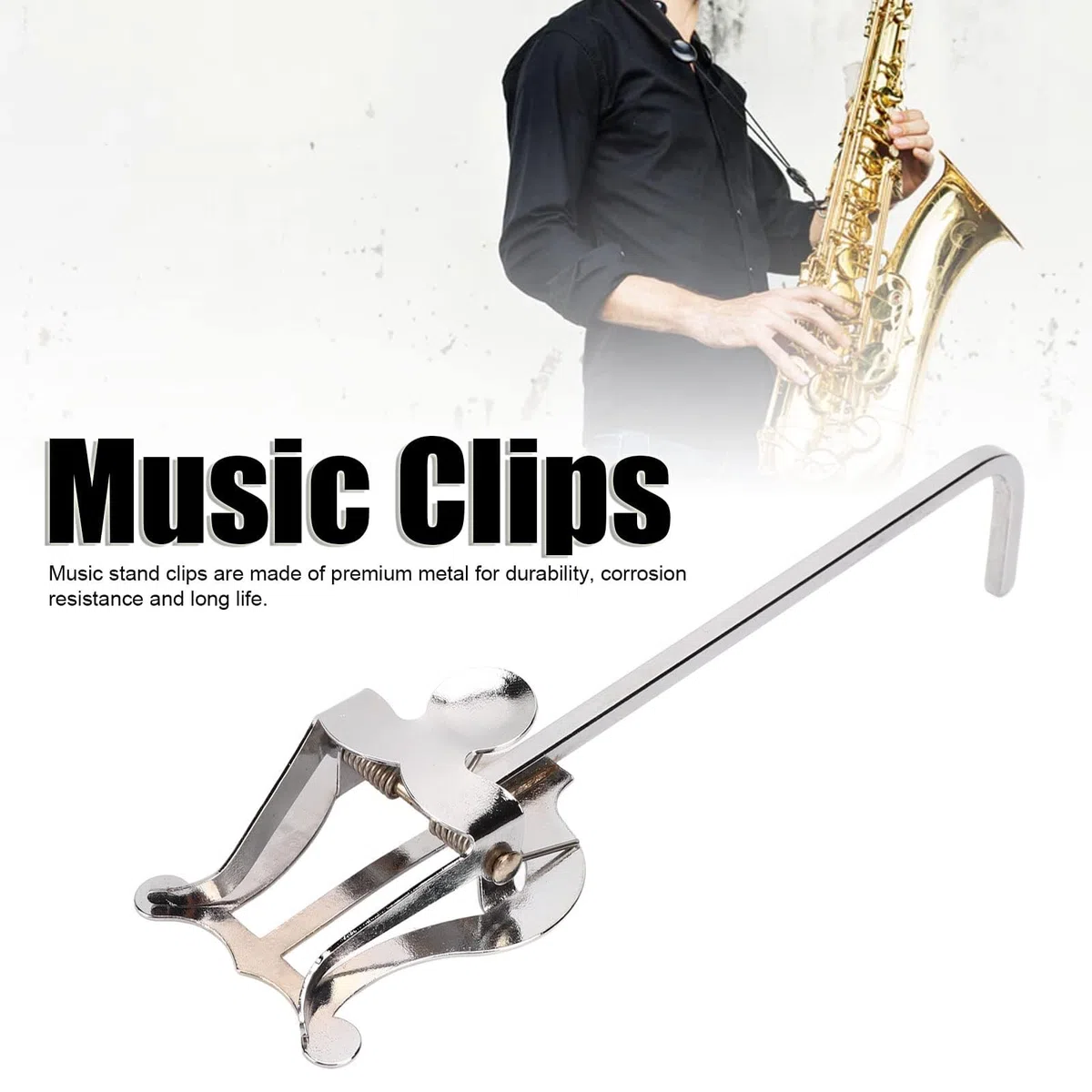 Altsaxophon Notenständer, Metall Blaskapelle Saxophonleier Tragbarer Notenständer Clips Seitenhalter Marschgabel Saxophon Clipständer Musik Leierhalter Notenleier Halter für Musikblatt Marching Band