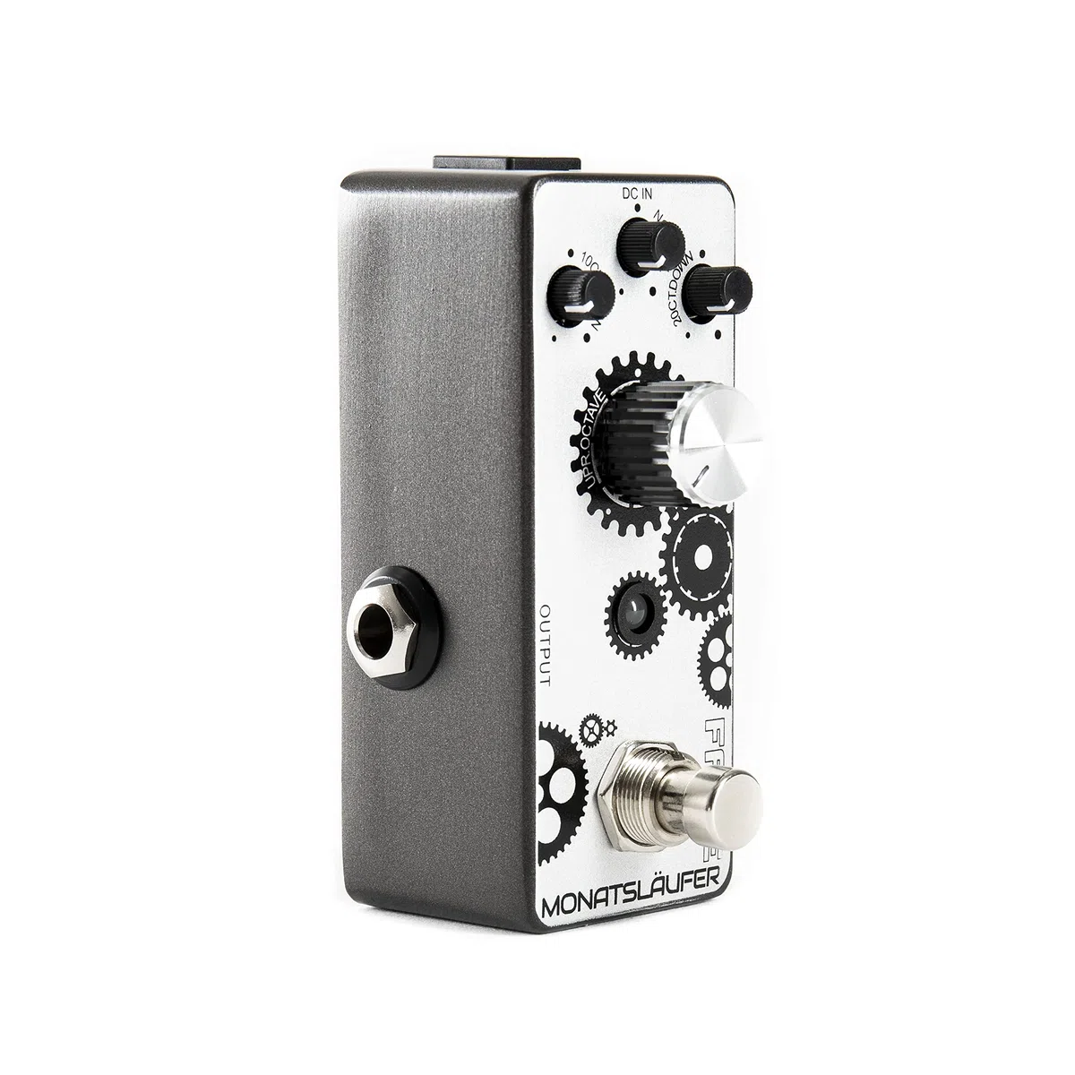 Fame Octaver Effektgerät für Gitarren, Breites Klangspektrum, Monophones Tracking, True-Bypass-Fußschalter, Kompaktes Metallgehäuse, Geeignet für E-Gitarre, Betrieb mit optionalem Netzteil