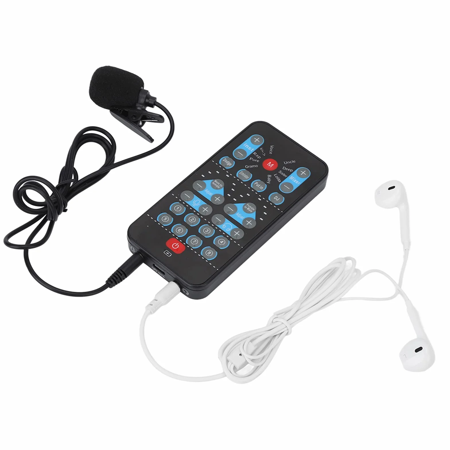 Mini-Voice-Changer, 8 Soundeffekte unterstützen mehrere Sprachen, Verschönerung, Handheld-Soundkarte für Live-Streaming, Mobiltelefon, Computer