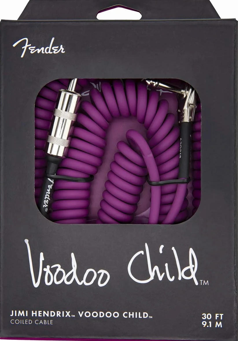 Fender Hendrix Voodoo Child Instrumentenkabel, Violett, Gitarrenkabel gerade/gewinkelt, Premium-Sound, langlebige Ummantelung, optimale Signalübertragung, Bühne & Studio, 3m