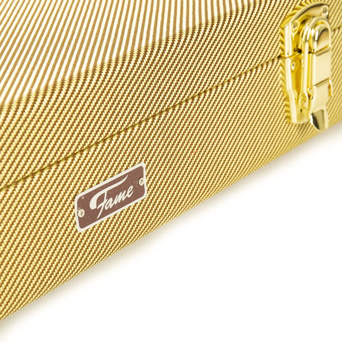 Fame Tweed Case Electric Bass, Robuster Formkoffer mit Tweed-Überzug, Holzkern, Plüsch-Innenfutter, Zubehörfach