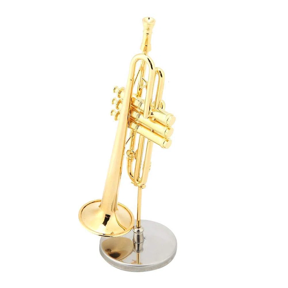 Miniatur Trompete Saxophon Replik Vergoldet Musikinstrument Modell Mit Koffer Und Ständer Für Sammler Und Musikliebhaber