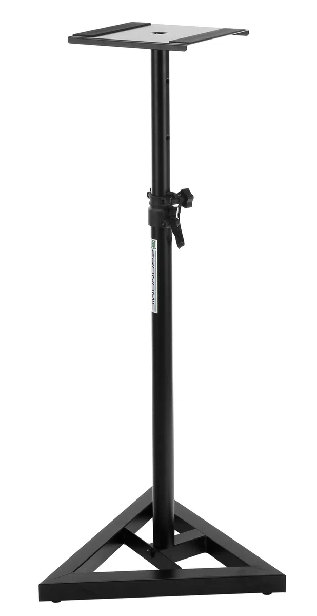 Pronomic SLS-10 Stativ für Studio Monitor Ständer (Höhenverstellbar 80 cm bis 130 cm, Dreiecksbasis) Schwarz & Adam Hall Stands PAD ECO 2 - Absorberplatte für Studio Monitor 265 x 330 mm