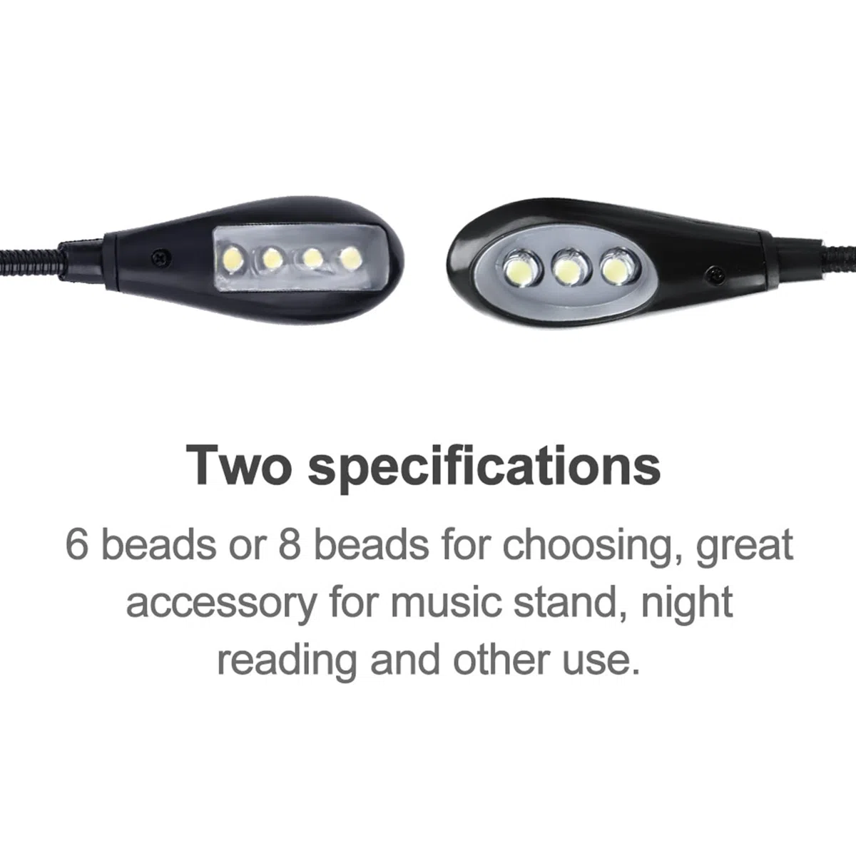 Wiederaufladbare Musikständer Licht, Clip auf Licht, optionale 6 LED- oder 8 LED -verstellbare Arme Licht (6 Lichter)