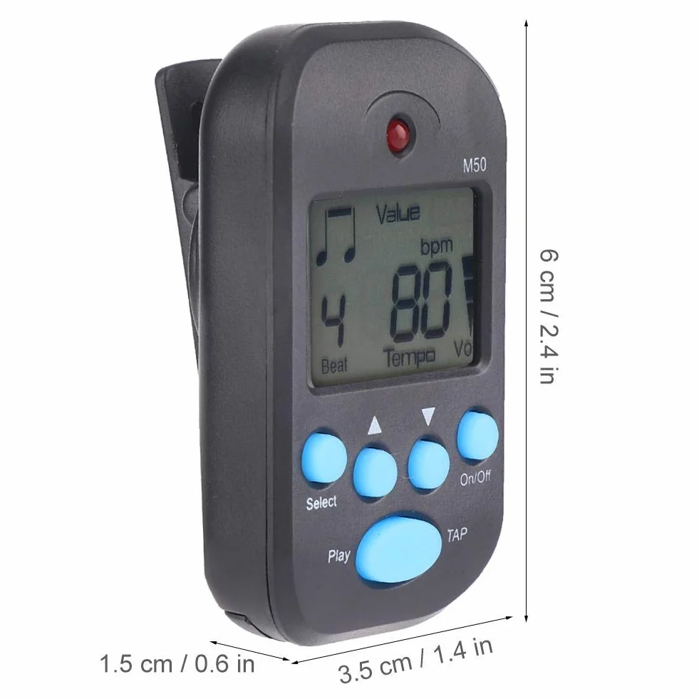 Tragbares digitales LCD Metronom Clip On Beat Tempo Metronom für Musikinstrumentenzubehör, Regler