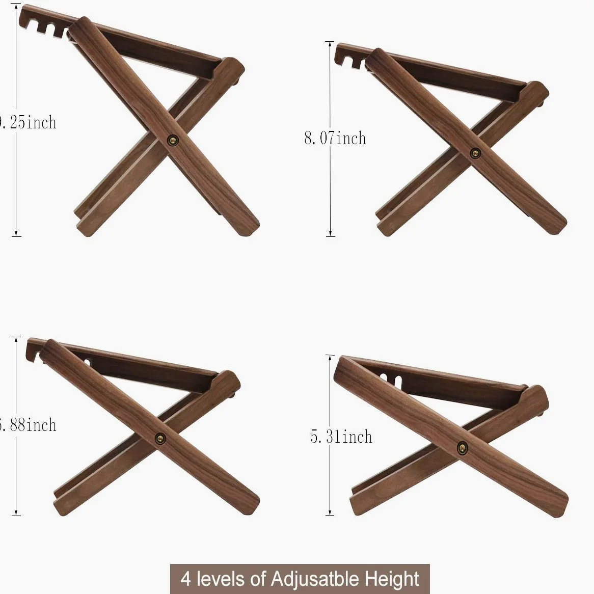 Gitarren-Fußbank Massivholz-Gitarrenpedal 4-stufig verstellbares klappbares Holz-Fußbank-Pedal